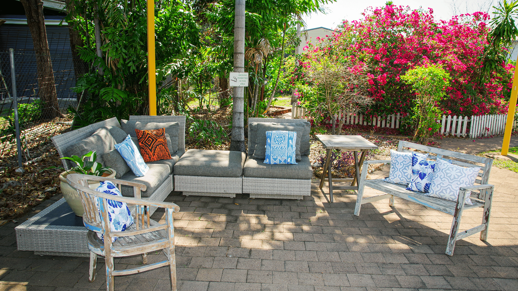 Outdoor seating area at a Bluegum SIL home in Stuart Park, Darwin.