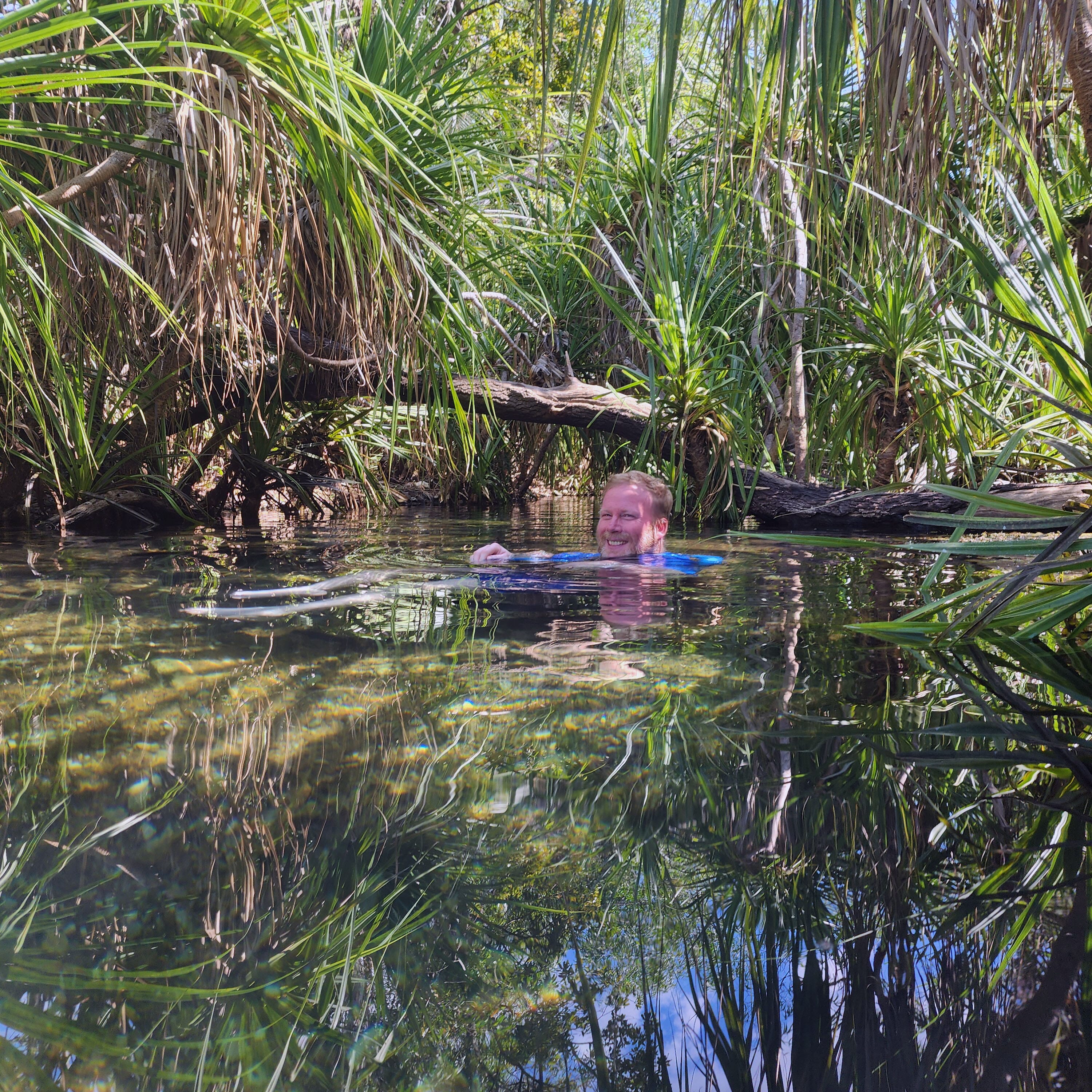 Simon swimming at Berry Springs Nature Park near Darwin while on respite.