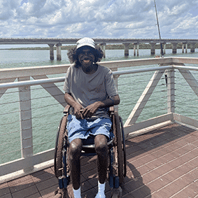 Jasco fishing at Elizabeth River Boat Ramp in Darwin during a respite outing.