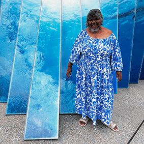 Joanne ready to swim at Parap Pool in Darwin.