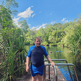 Simon swimming at Berry Springs near Darwin.